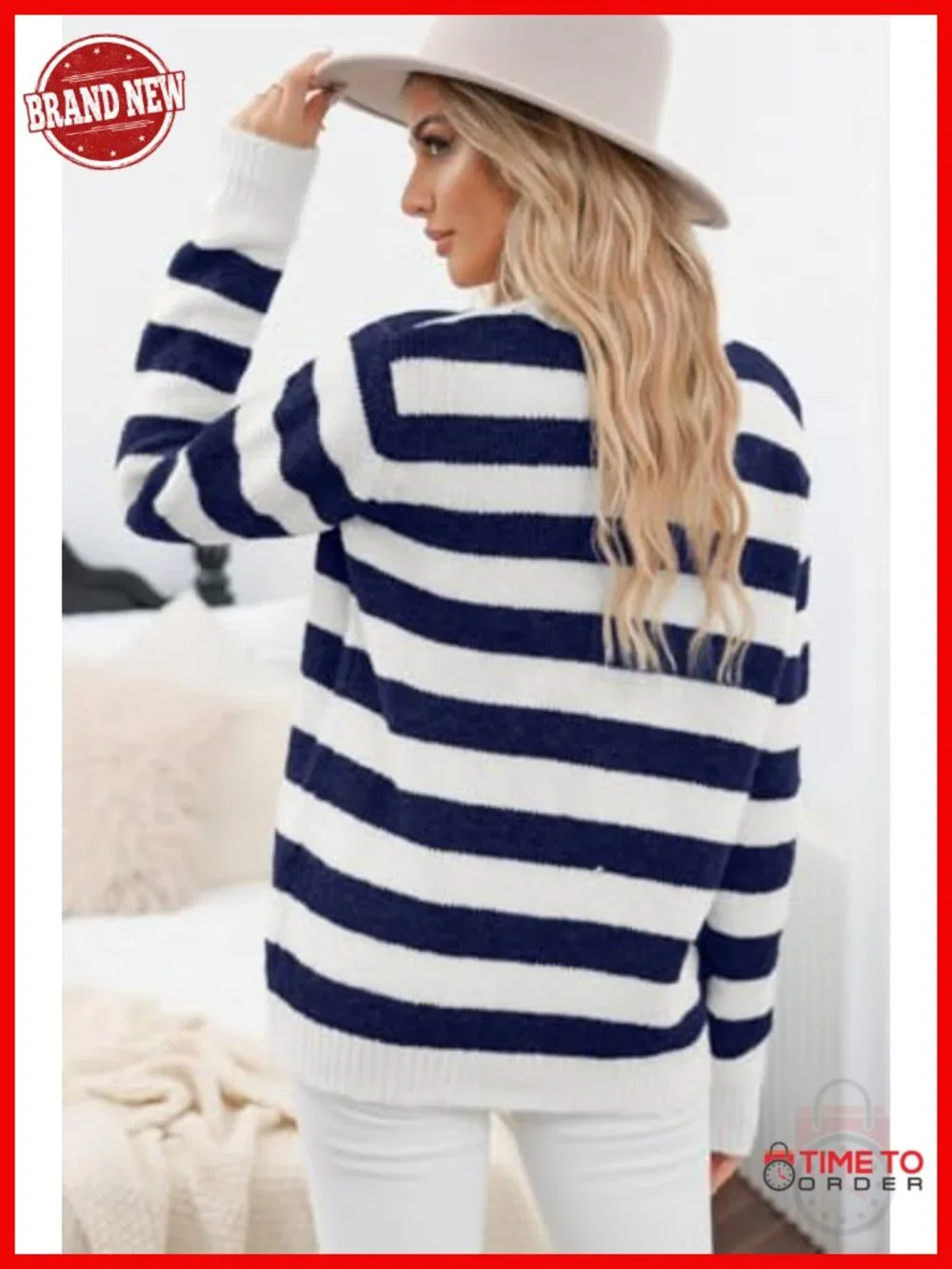 Crewneck Striped Color Block Knitted Pullover Sweater